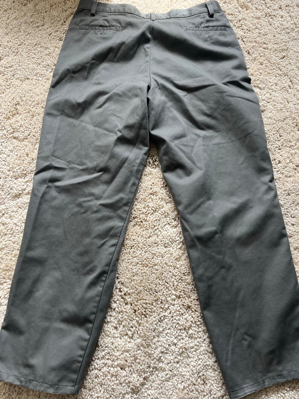 Dockers dark grey flat front chino pants with slant pockets and back welt pocket